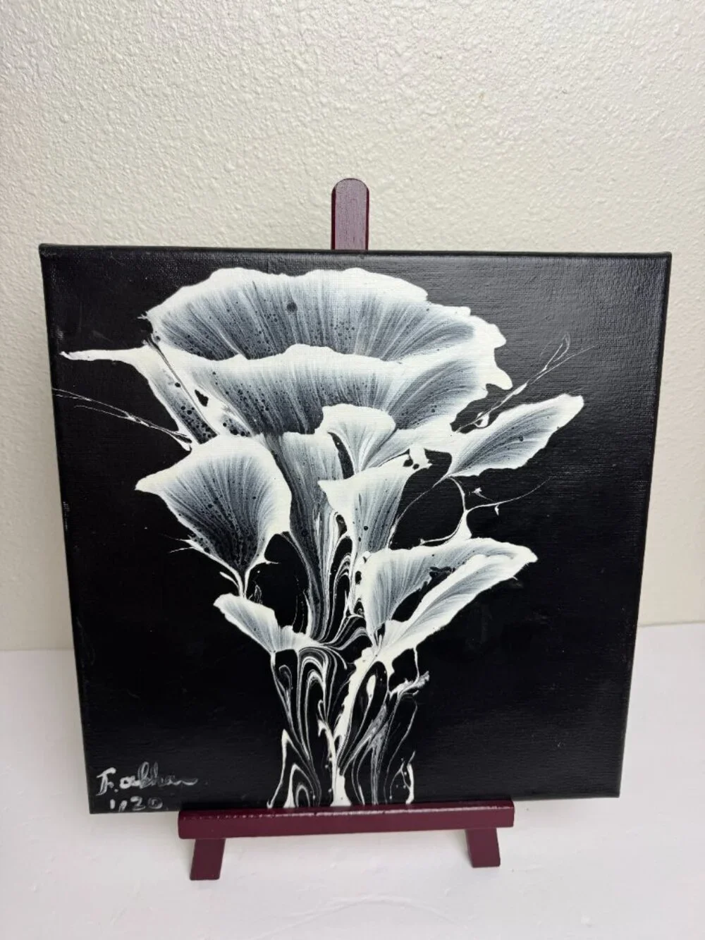 Original Acrylic Floral Painting on Canvas Chain Pull Modern Wall Art